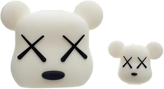 G-Power CH-083 Hard Silicone Charger Protector And Cable Protector Designed With Cartoon Character Shaped Set Of 2 Pieces - White Black