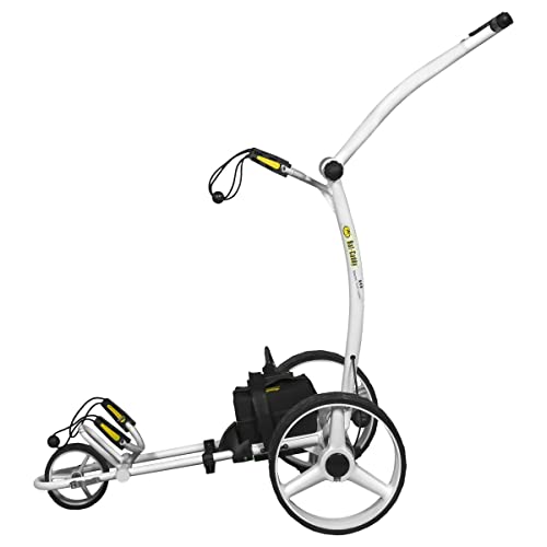 Batcaddy X4R Battery Powered Golf Push Cart W/Remote, Dual Motor, 9-Speeds And Reverse, Cruise Control, Anti-Tip Wheel, And Downhill Control, Arctic White #TOP2