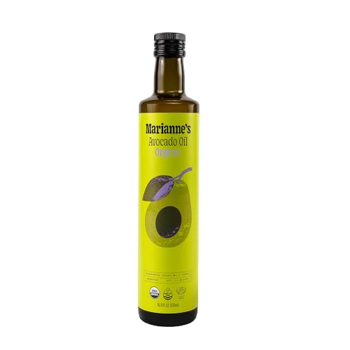 Marianne’s Organic Avocado Oil: 100% Pure Organic Cooking Oil for Frying, Sautéing & Baking, Neutral Flavor, High-Heat Performance Up to 500°F, Clean Label Project Purity Award
