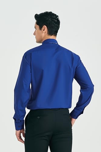 Image of HISDERN Mens Dress Shirt with Tie Pocket Square Set Classic Button Down Shirt Matching Tie Long Sleeve Shirts