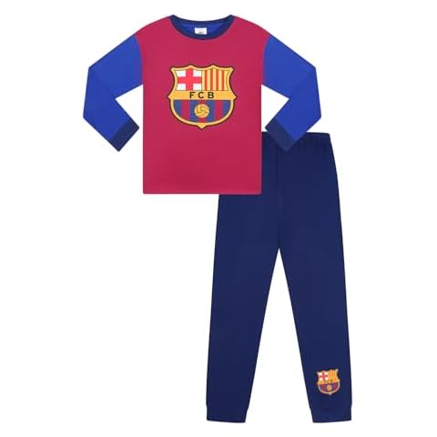 Boys FC Barcelona Long Football Pyjama Set PJs Cover