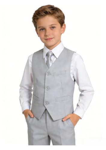 Image of Boys Formal Suits Slim Fit Vest Pant Set for Kids Wedding Tuxedo