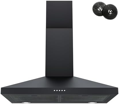 FIREGAS Black Range Hood 30 Inch,Wall Mount,450CFM