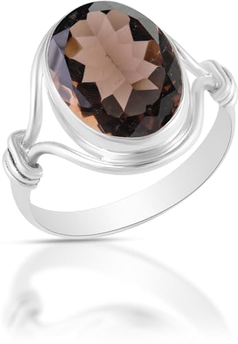 Solid 925 Sterling Silver Ring For Women & Girls Natural Gemstone Ring Sterling Silver Wedding Ring February Birthstone Bezel Set Gemstone Ring