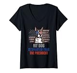 Femme Mon Bull terrier miniature Smarter than President T Shirt avec Col en V