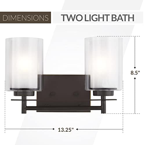 Image of Generation Lighting 4437302-710 Elmwood Park Two - Light Wall /Bath Vanity Style Fixture, Bronze, 1-Light, cETL Listed, Safety Rated for Wet Locations - Vanity Fixture