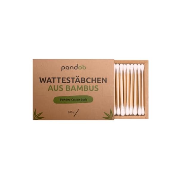pandoo 4er Pack plastikfreie Bambus Wattestäbchen | 800 Stück | 100% biologisch abbaubar, vegan & nachhaltig | premium Wattestäbchen | Alternative für Plastik- und Papier-Wattestäbchen