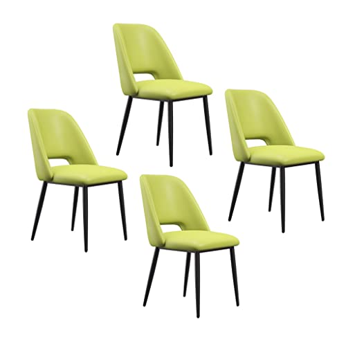 SJIALEN Black Legs Kitchen Dining Chairs Set of 4, Lounge Meeting Office Computer Chair PU Leather Living Room Side Chair Kitchen Chair (Color : Green)