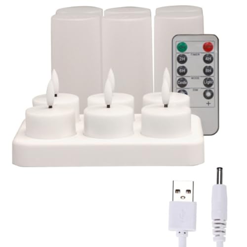 6 Bougies Votives Rechargeables LED avec Base et Télécommande - 2