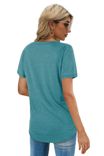 Dofaoo Womens Tops Short Sleeve Summer T-Shirts Curved Hem Casual Fashion Shirts - Image 5