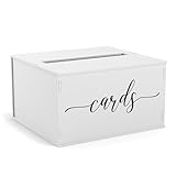 Heather & Willow Wooden Wedding Card Box with Slot - Rustic Decorations for Reception, Gifts & Money - White Lid for Baby Shower, Bridal Shower, Graduation
