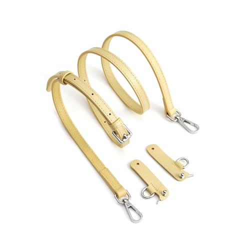 Image of Top-Grain Leather Strap for LongChamp Mini Pouch, Upgraded Buckles Mini Bag Adjustable Crossbody Shoulder Straps Conversion Kit Replacement (Yellow, XS)