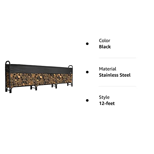 Shelterlogic 12' Adjustable Heavy Duty Outdoor Firewood Rack With Steel Frame Construction And Water-Resistant Cover #TOP2