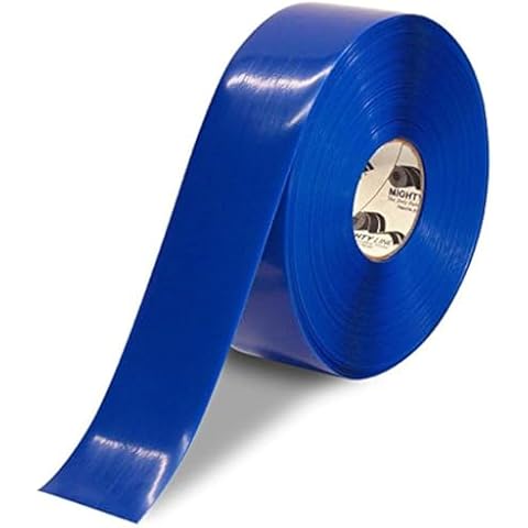 Mighty Line Solid Floor Marking Tape for Safety, Caution, Warning, Heavy-Duty, Peel and Stick Adhesive, Beveled Edge Design, Industrial Quality, 3 inch, 100' Roll, Blue Cover