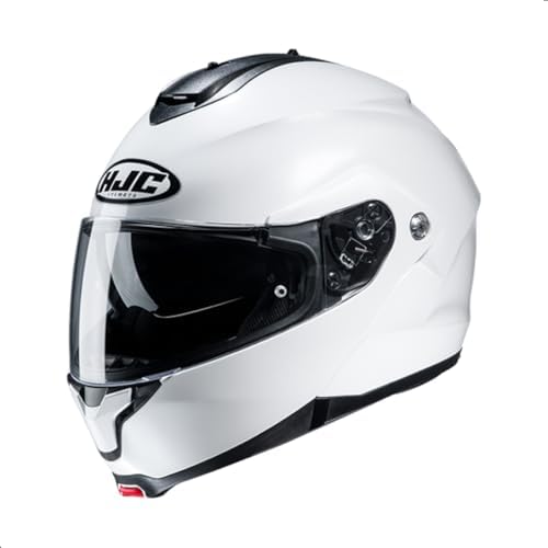 HJC C91 Solid Modular Motorcycle Helmet with HJ-17 Pinlock Shield, DOT Approved (White, X-Large)