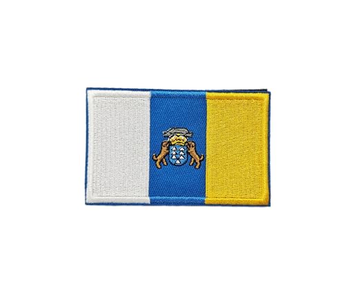 Parches Islas Canarias Bordados Bandera con Colores Oficiales - Escudo Moteros, Parches Bordados - Parches Militares, parche escudo (Islas Canarias)
