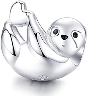Lazy Sloth Charm 925 Sterling Silver Zoo Animal Charm Beads compatible with Pandora Bracelets Necklace