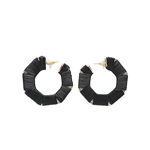 Black raffia metal hoop earring (B09LD2P4HS) Amazon Price History, Amazon Price Tracker