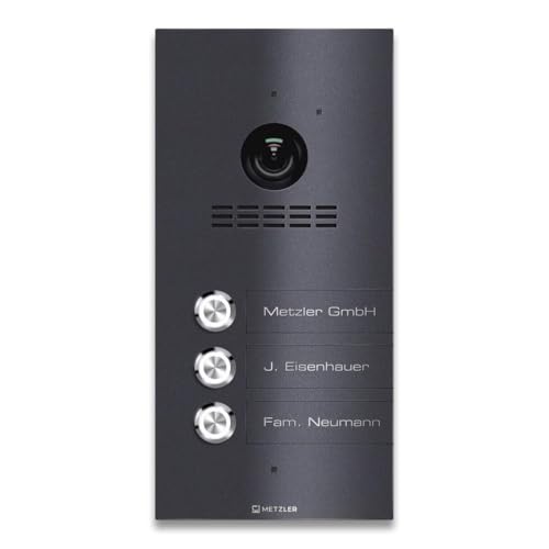 Metzler VDM10 2.0 Videocitofono con apriporta – Collegamento LAN POE – citofono con fotocamera HD – 3 interfono casa di famiglia – App per smartphone – in DB 703 Ice Glimmer | Kian