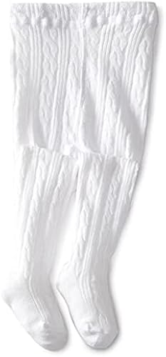 Jefferies Socks Girls 2-6X Cable Tight, White, 4-6 Years