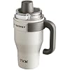 TKK 27 oz Tumbler with Handle and Straw, Ceramic Coating Insulated Bottle 100% Leakproof Travel Mug for Water, Iced Tea or Coffee, Smoothie, Cup Holder Friendly Base, Beige