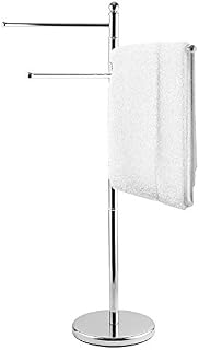 MyGift 40-Inch Freestanding Stainless Steel Bathroom Towel/Kitchen Towel Rack Stand with 3 Swivel