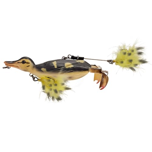 Savage Gear 3D Duck Fishing Bait, 2 3/4 oz, Wood Duckling, Realistic Contours, Colors & Movement, Durable ABS Construction, Versatile Rigging Options, Dual Smash Tails, Dual Treble Hook Configuration