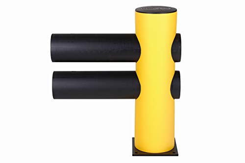 d-flexx DFVBD-E Polyethylen Verkehrsbarriere 2-Zeilig Hotel Modularer Endpfosten, Gelb/Schwarz, 200mm Durchmesser, 706mm Höhe