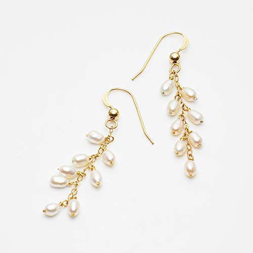 Pearl Drop Dangle Earrings For Women 14K Gold Filled Small Real White Freshwater Cultured Pearl Earrings Comoto Jewelry #TOP1