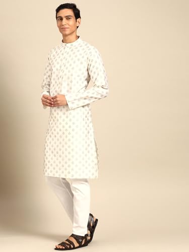 Men's Cotton Kurta Pajama Set Indian Party Traditional Ethnic Tunic Dress Wedding2