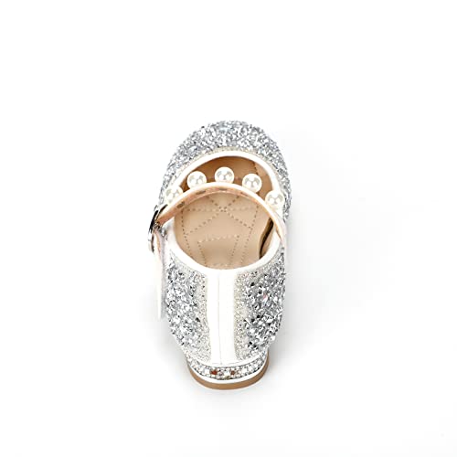 Little Girls Glitter Low Heel Dress Shoes Flower Mary Jane Wedding Party Princess Ballet Flats4