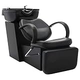  vidaXL Silla lavacabezas de peluquería de cuero sintético negro