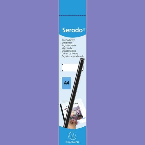 Exacompta 697081E 25er Pack Serodo Klemmschienen schwarz 6 mm für DIN A4 bis zu 60 Blatt ideal für Bewerbungen, Dokumente