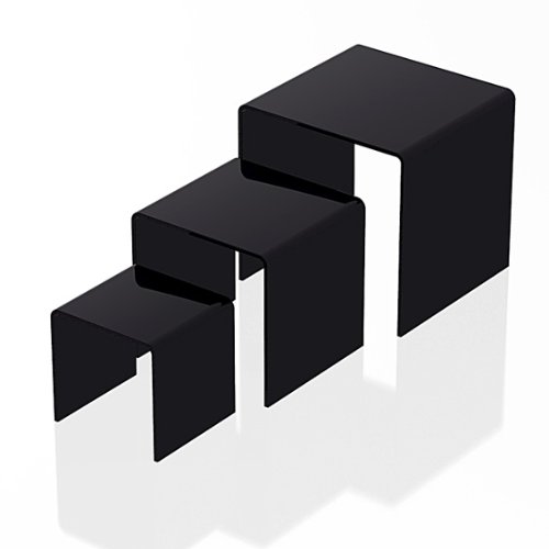 Ifavor123 Black Set of 3 Acrylic Display Stand Risers 3” 4” 5”