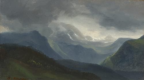 Peinture murale orage dans les Alpes pour décoration salon chic