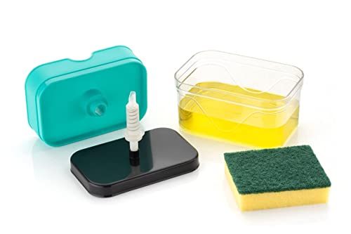 Image of Soap Dispenser - Sponge Holder Dish Sink Dishwashing Liquid Instant Refill Durable 2-in-1 Soap Dispenser with Sponge for Kitchen, Dispenser Soap Pump, Liquid Dish Wash Dispenser(400ml)