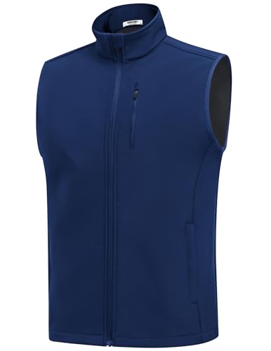 COOFANDY Mens Waterproof Outdoor Vest Lightweight Zip Up Sleeveless Jacket Casual Outerwear Vest For Golf, Dark Blue, XX-Large