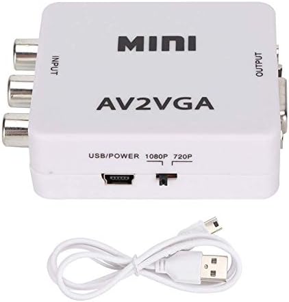 Diyeeni Mini VGA to Video Converter, Composite AV to VGA Adapter, TV Set-Top Box Audio Video Converter (White)
