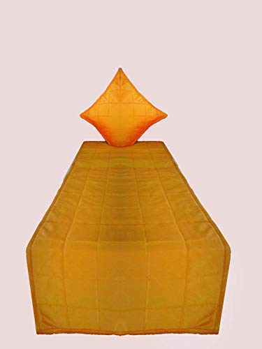 Quilted Bed Runner - Orange Bed Scarf Long Side Runner Throw King/Queen/Twin Size With Decorative Cushion Cover Polyester 20" Wide X 102" Long (50 Cm X 300 Cm) #TOP1