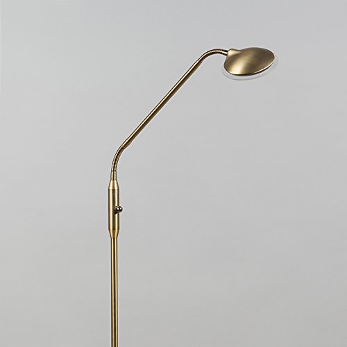 Qazqa led Modern Stehleuchte, Stehlampe - Eva - Bronze, inkl. 5W integrierter LED, 3000K, warmweiß, dimmbar, 149cm, Ideal als Schlafzimmerlampe und Wohnzimmerlampe