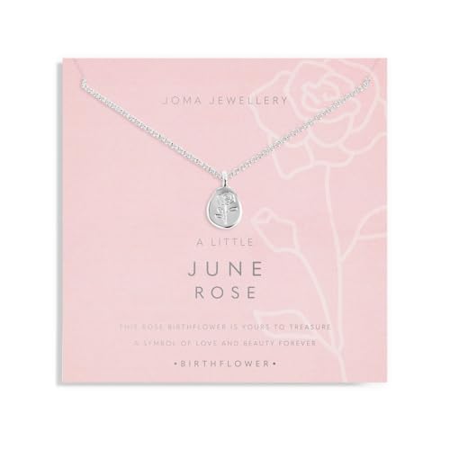 Image of Joma Jewellery BIRTHFLOWER A LITTLE NECKLACE | JUNE Silver Plated Necklace 46cm with 5cm extender