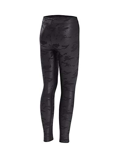 HUE Girls' Big Faux Leather High Rise Leggings, Black Camo, XL2