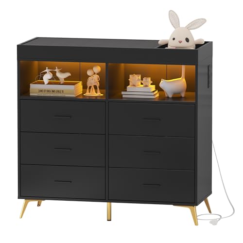 Babevy Changing Table Dresser with Drawers, Black