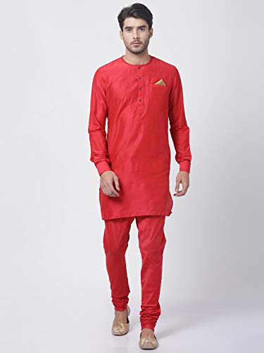 Image of VASTRAMAY Men's Black Cotton Blend Kurta and Pyjama Set