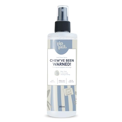 Tip Tail Chew've Been Warned! - Spray de entrenamiento antimasticación para perros, sabor amargo para desalentar la masticación destructiva y lamer, vegano, adecuado para entrenar perros y cachorros a