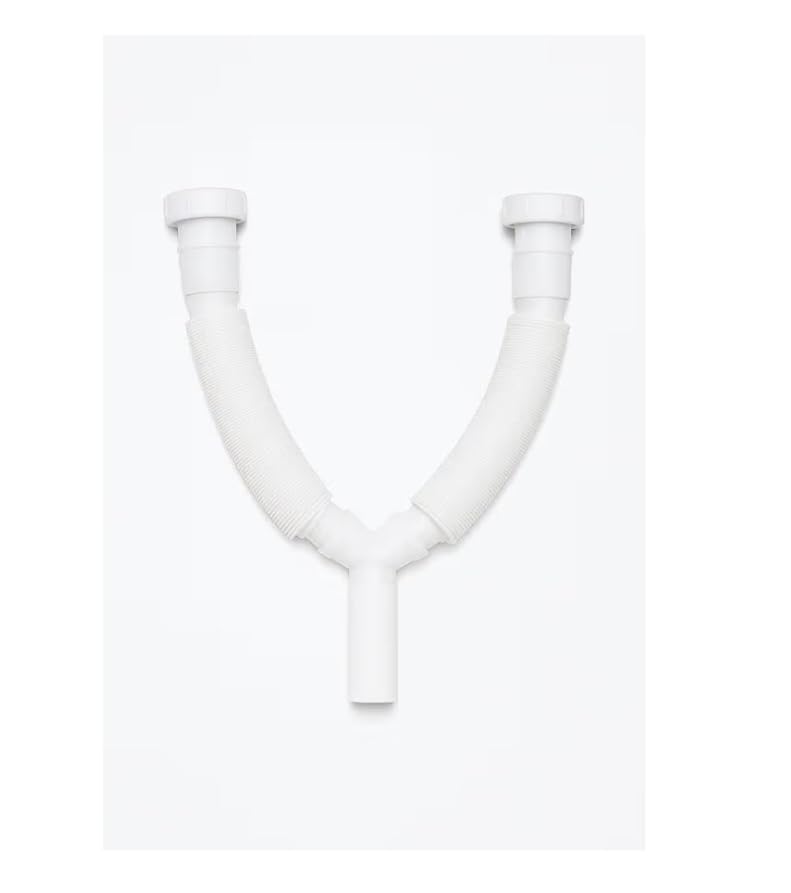 Image of Double Kitchen Sink Drain Pipe | Flexible Waste Pipe for Double Bowl Sink | Leak-Proof PVC Connector Kit | Universal Fit, Easy Installation for Home Kitchen