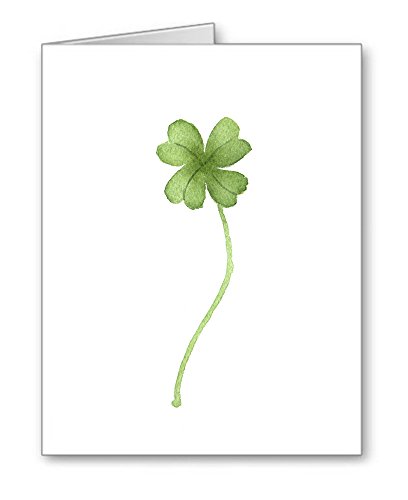 Four Leaf Clover - Set of 10 Watercolor Good Luck Note Cards With Envelopes