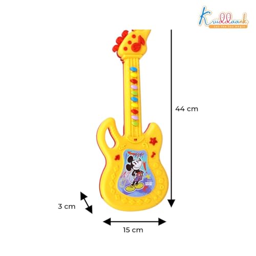 Image of Disney Mickey Mouse Theme Musical Guitar for Toddlers & Kids | Battery Operated Sing-Along Educational Toy | Interactive Learning Music & Sounds|Birthday Gift for Juniors (3+ Years) - Red