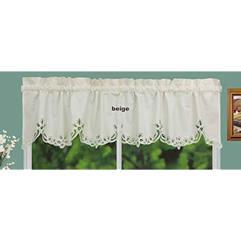 Creative Linens Battenburg Lace Kitchen Curtain Valance Ecru Beige Cover