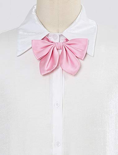 Allegra K Women's Pre-Tied Solid Color Bowknot Bowties School Uniform Bow Tie One Size Pink #TOP1